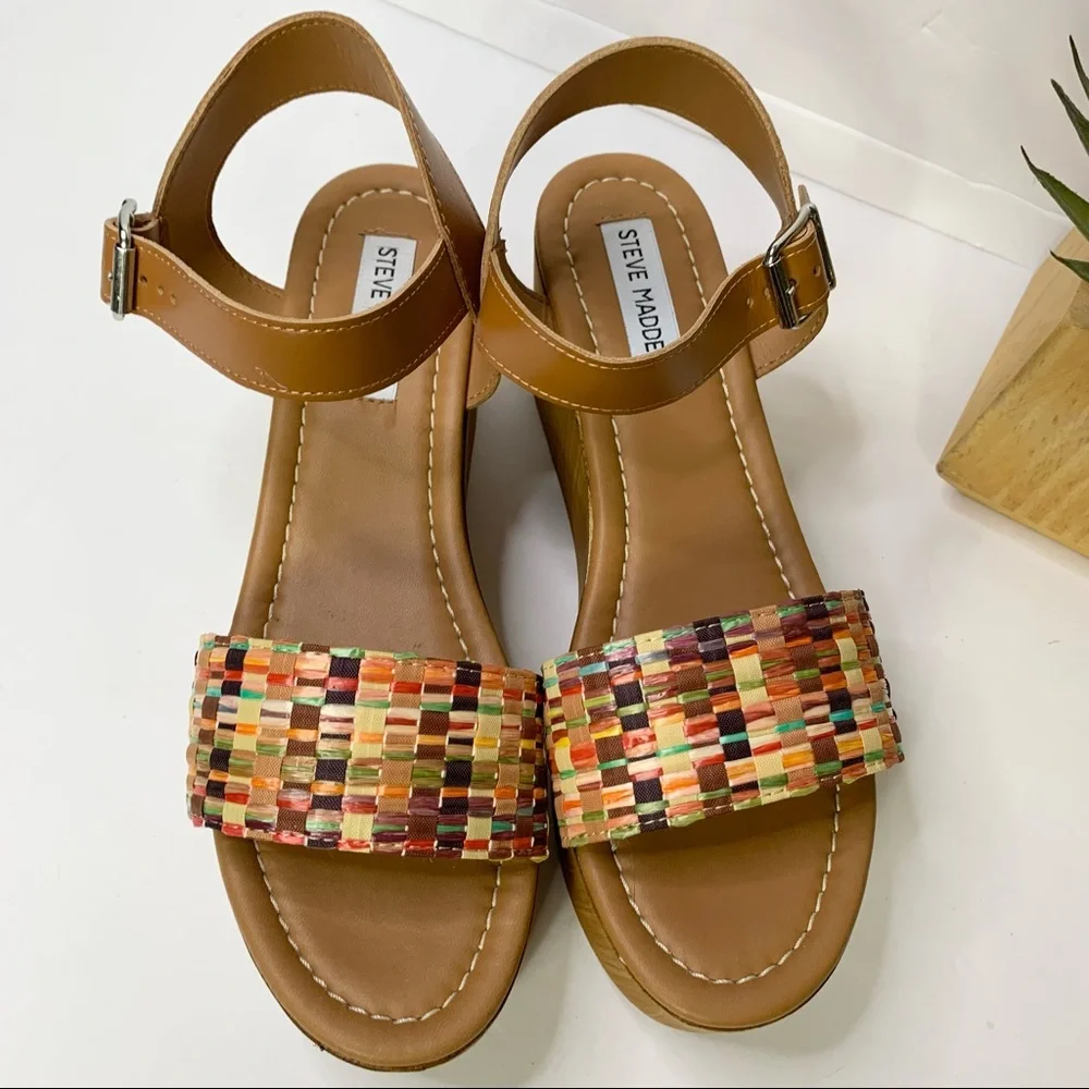 Steve Madden Women's Captivate Sandal - Cognac Multi size 9 - Picture 3 of 9